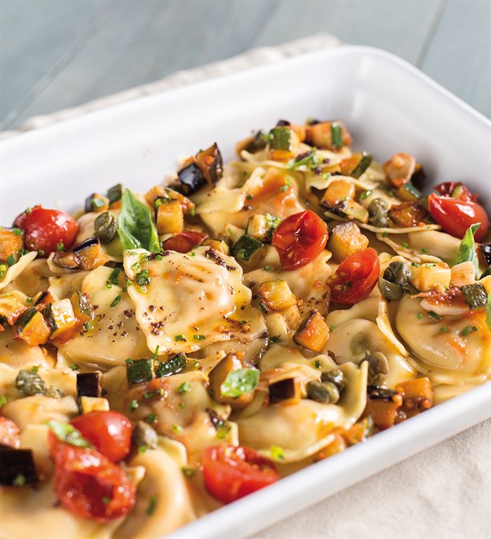 ravioli atun tomate verduras