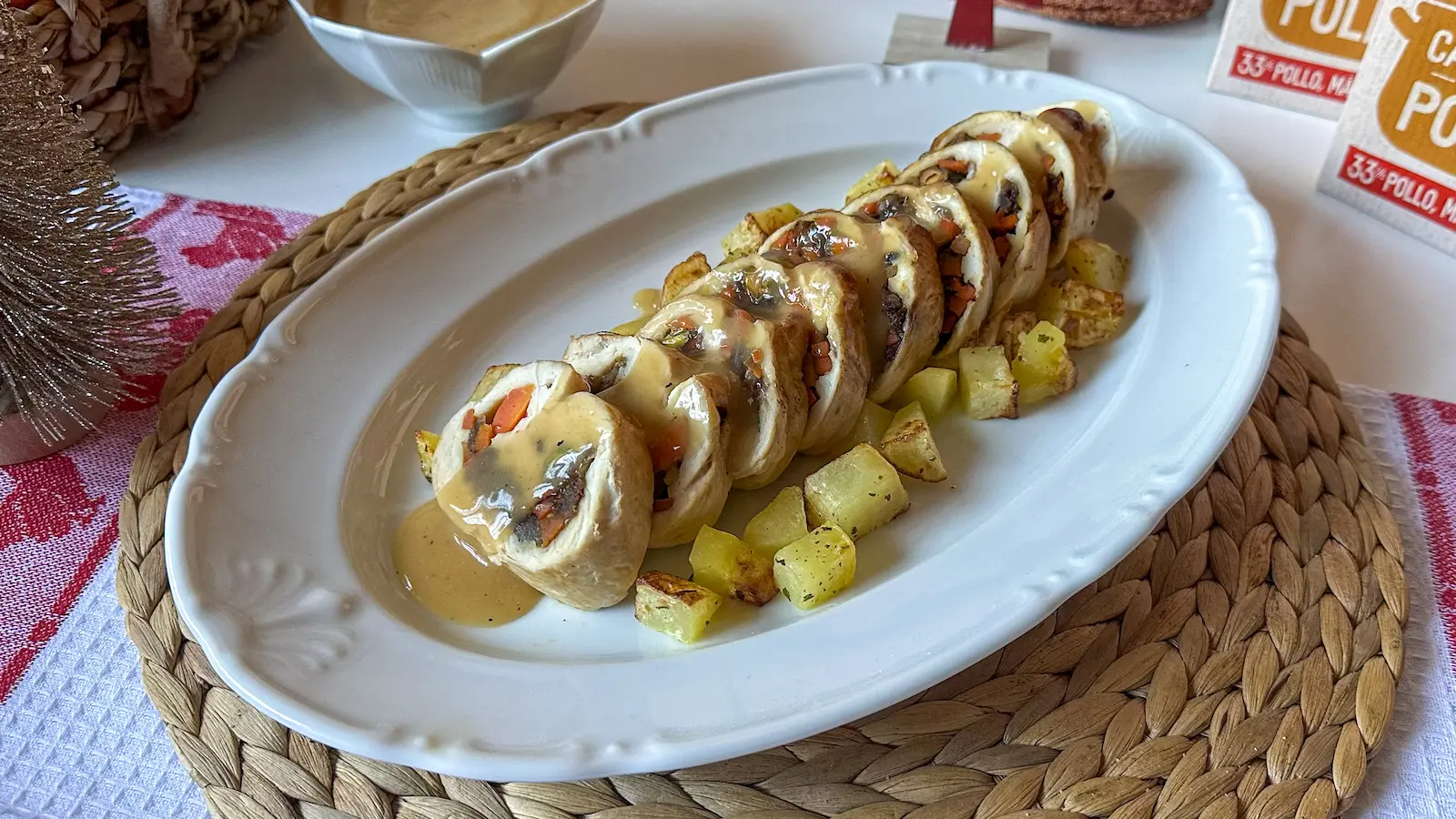 Pollo relleno al horno